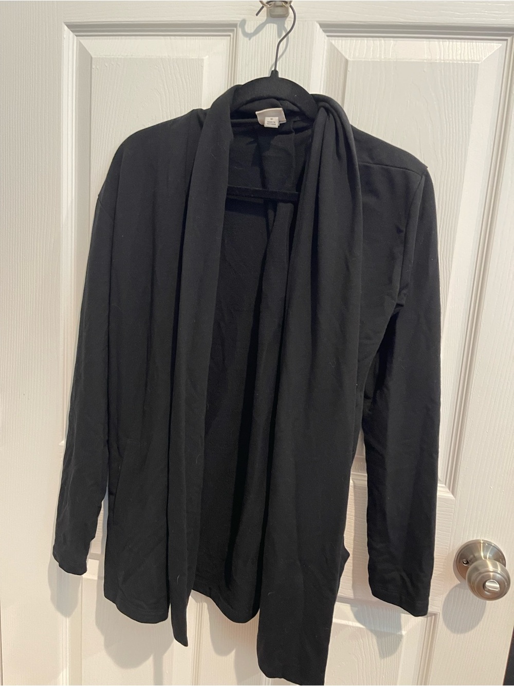 Black Open Front Draped Cardigan - Picture 2 of 3